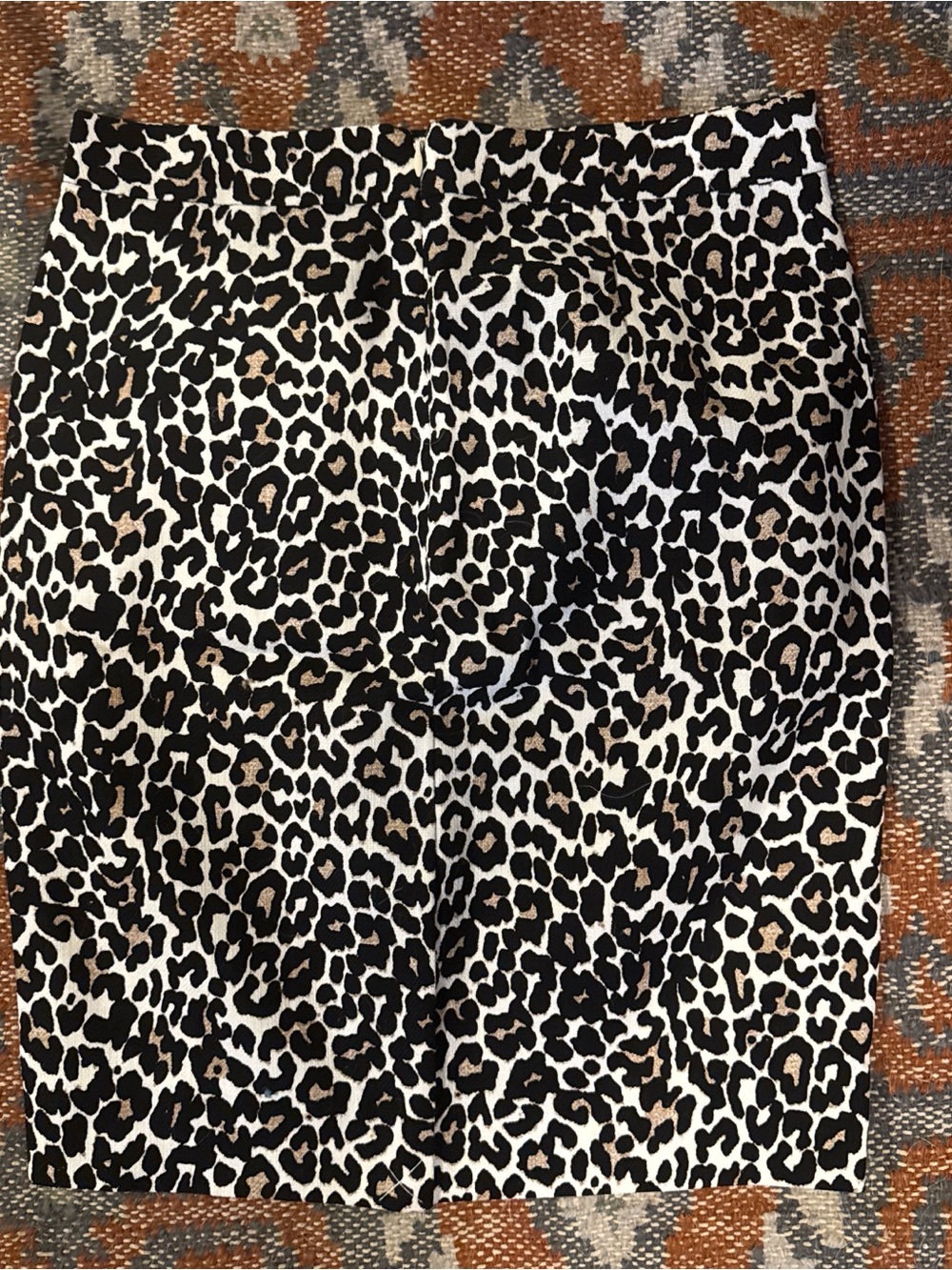 NWT J Crew Leopard Print Pencil Skirt - Black, White & Tan